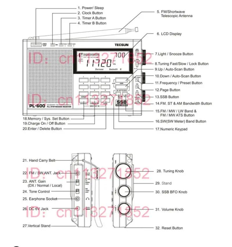 TECSUN PL-600 цифровой радио тюнинг Полнодиапазонный FM/MW/SW-SSB/PLL синтезированный стерео радиоприемник(4xAA) PL600 портативный Радиоприемник
