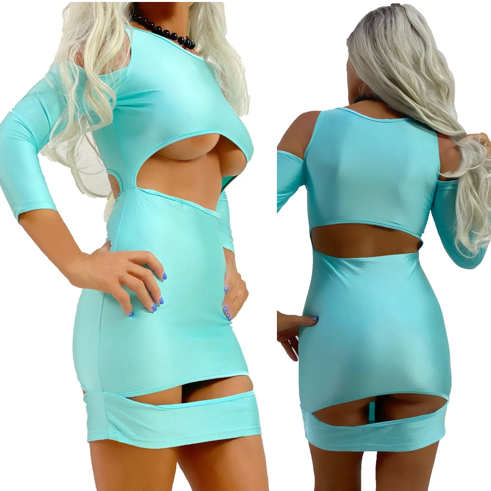 

WONDER BEAUTY Long Sleeve Midi Dresses Women Skinny Hollow Out Solid Color Dress