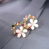 trendy sweet exquisite pearl rhinestone flower metal earrings for women geometric circle daisy earrings wedding jewelry gifts