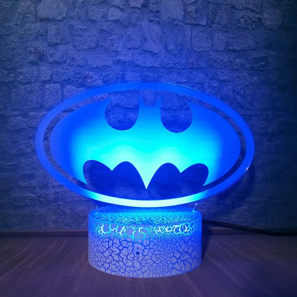 Marvel Мстители Бэтмен логотип 3D иллюзия светодиодный светильник сенсорный ночник