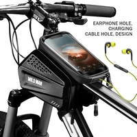 wild man 6 5inch bicycle bag frame front top tube cycling bag waterproof phone case touch screen bag mtb pack bike accessories