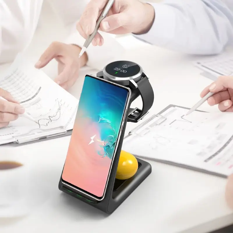 Беспроводная зарядная док станция 3 в 1 для Samsung Galaxy Watch Active/Galaxy Buds наушники