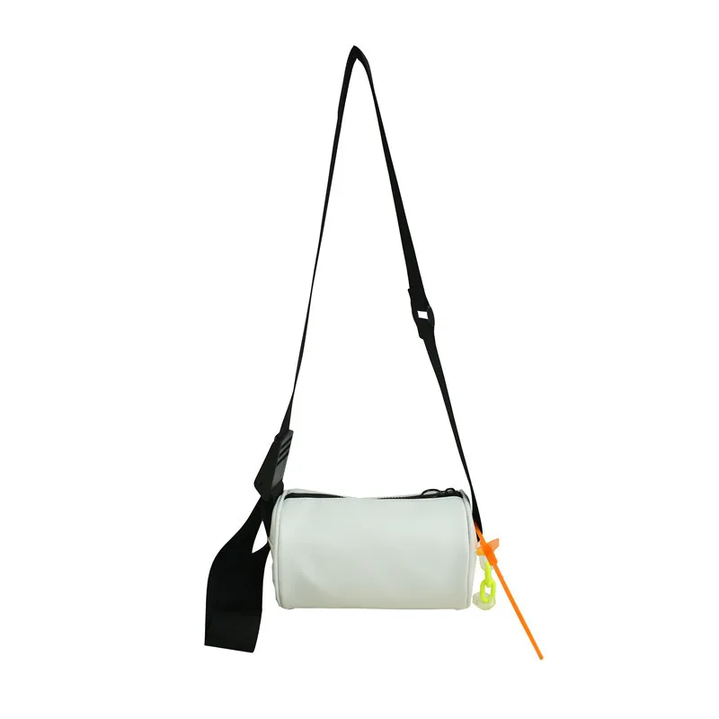 

Мужская сумка из искусственной кожи, цилиндрическая мужская сумка на плечо, модная черная, белая мужская кожаная сумка, повседневная Малень...