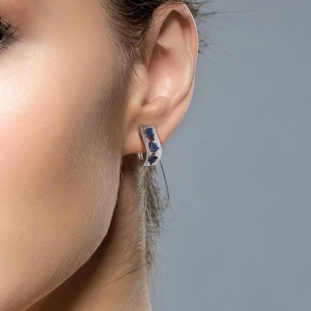 

SANTUZZA Silver Earrings For Women 925 Sterling Silver Stud Earrings Silver 925 with Stones Cubic Zirconia brincos Jewelry