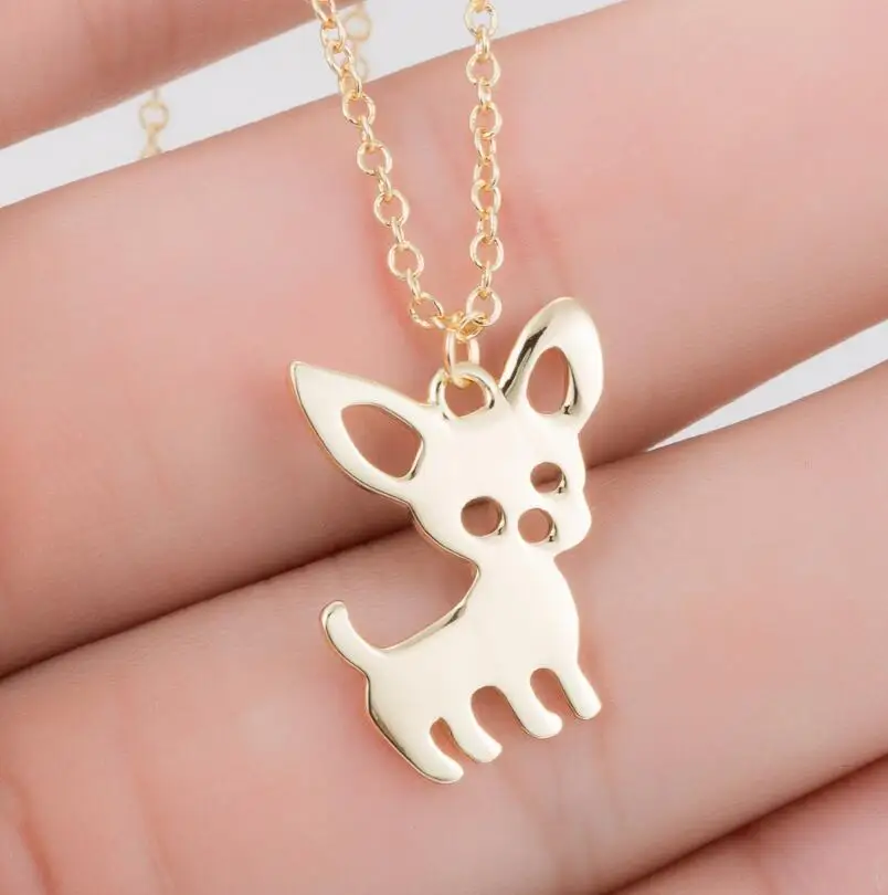 

Lovely Chihuahua Pendant Necklace Animal Pet Simple Stainless Steel Choker Necklaces for Women Colliers Best Gifts