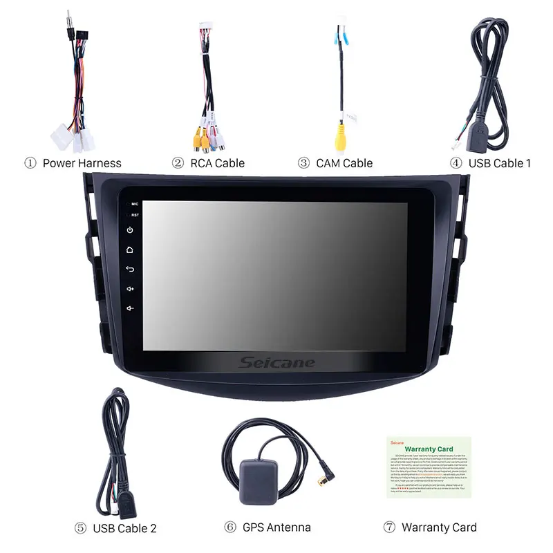 Автомагнитола Seicane 2 + 32 ГБ Android 10 0 GPS навигация для Toyota RAV4 2007 2008 2009 2010 2011