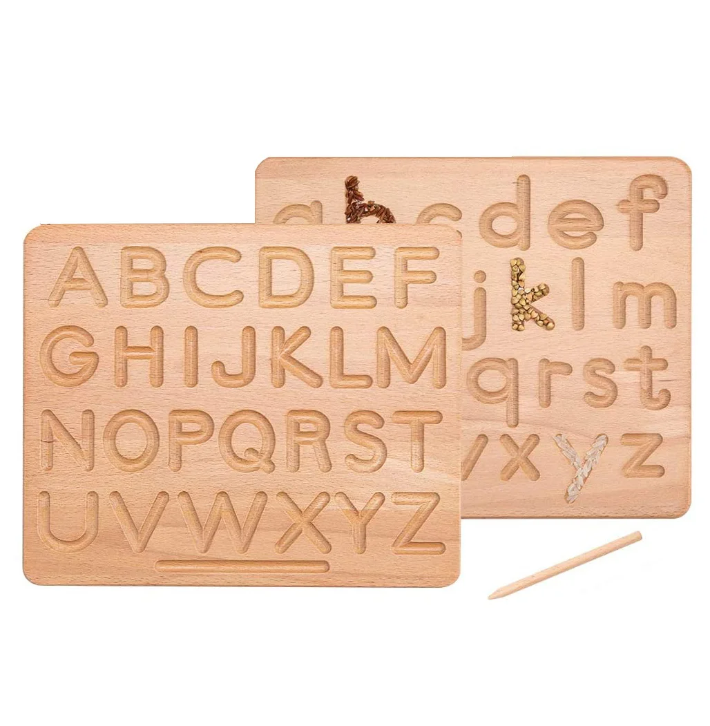 

NEW Wooden Double Sided Uppercase Lowercase Alphabet Abc Board Montessori Tracing Board Letters Fine Motor Skills Tracing Board