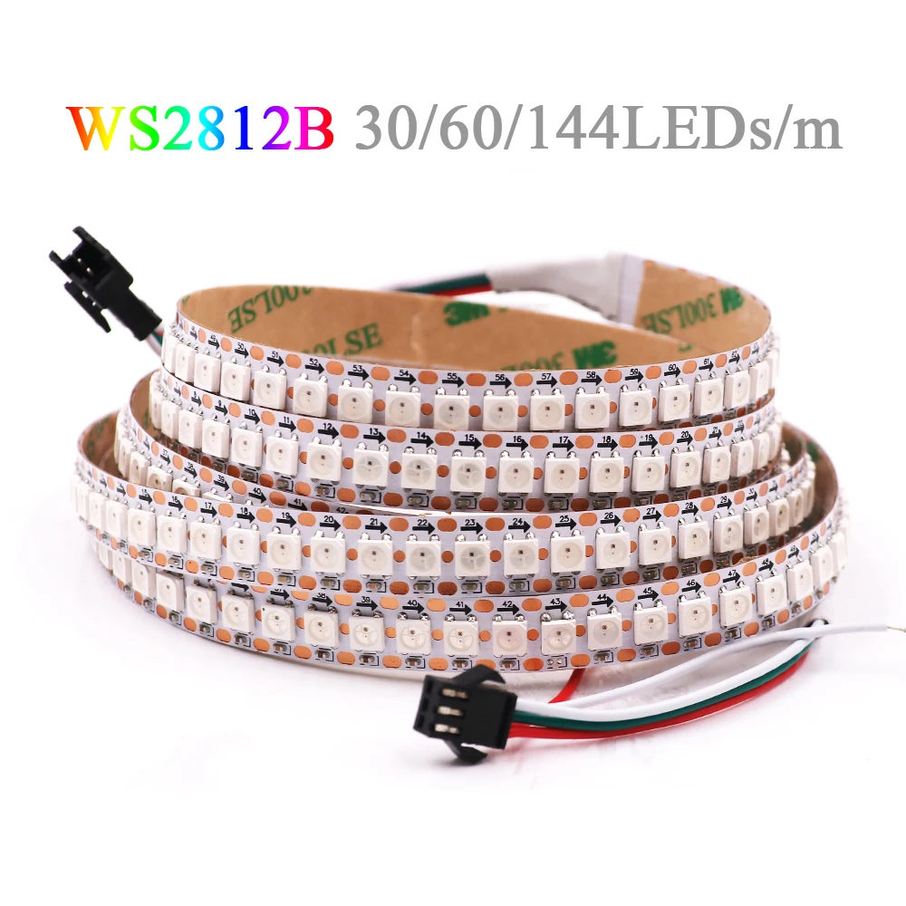 5V WS2812B RGB светодиодный светильник 5050 водонепроницаемый 144/30/60LED/m WS2812 IC Гибкая