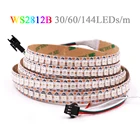 5V WS2812B RGB светодиодная ленсветильник 5050 водонепроницаемая 1443060LEDm WS2812 IC Гибкая светодиодная лента полноцветный RGB пиксесветильник s 1m 2m 5m