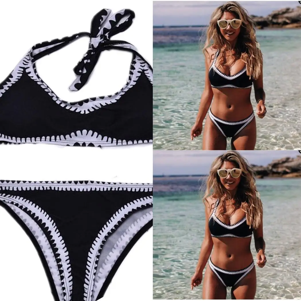 Женский Повседневный раздельный купальник лоскутный контрастный цвет пляжное