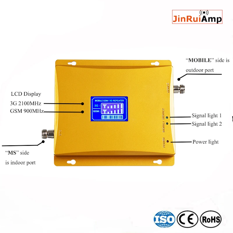 GSM 2G 3G двухдиапазонный репитер GSM900 WCDMA 2100, Усилитель сотового сигнала, Усилитель сотового телефона 900 МГц 2100 МГц, мобильный репитер UMTS