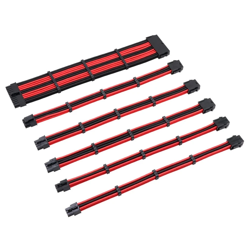 

18AWG Extension Cable Kit ATX 24Pin/EPS 4+4Pin/PCI-E 8Pin/PCI-E 6Pin Female to Male Extension Power Cord