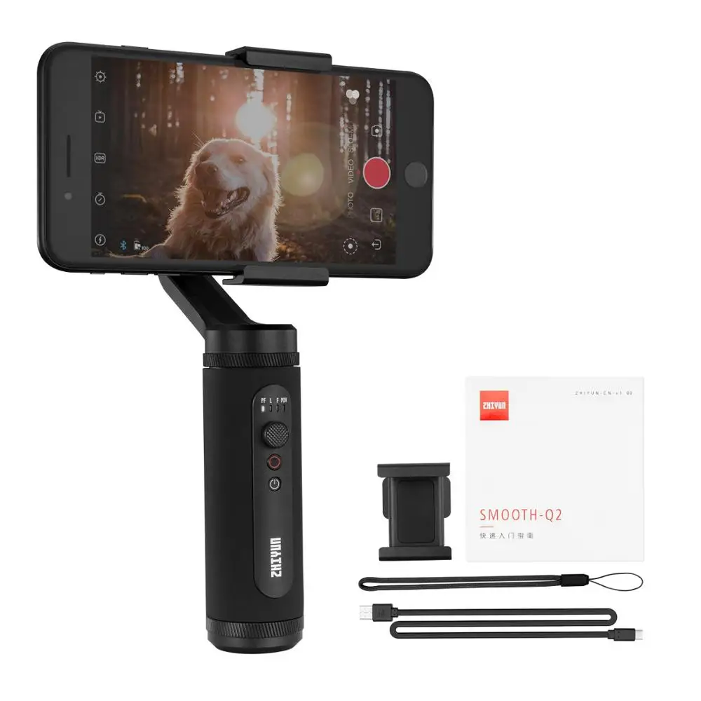 Zhiyun Smooth Q2 3 осевой Ручной Стабилизатор для iPhone 11 /11 Pro/Xs/7/6 Plus Samsung S8 S7 S5 / Huawei и т. Д.