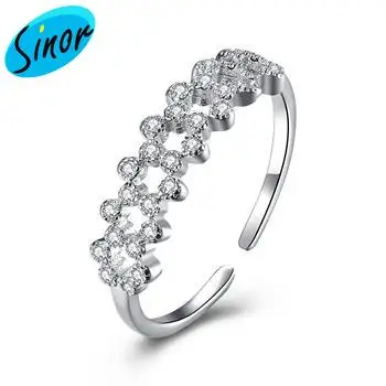 925 пробы серебро инкрустированный камень Открытое кольцо орнамент оптовая