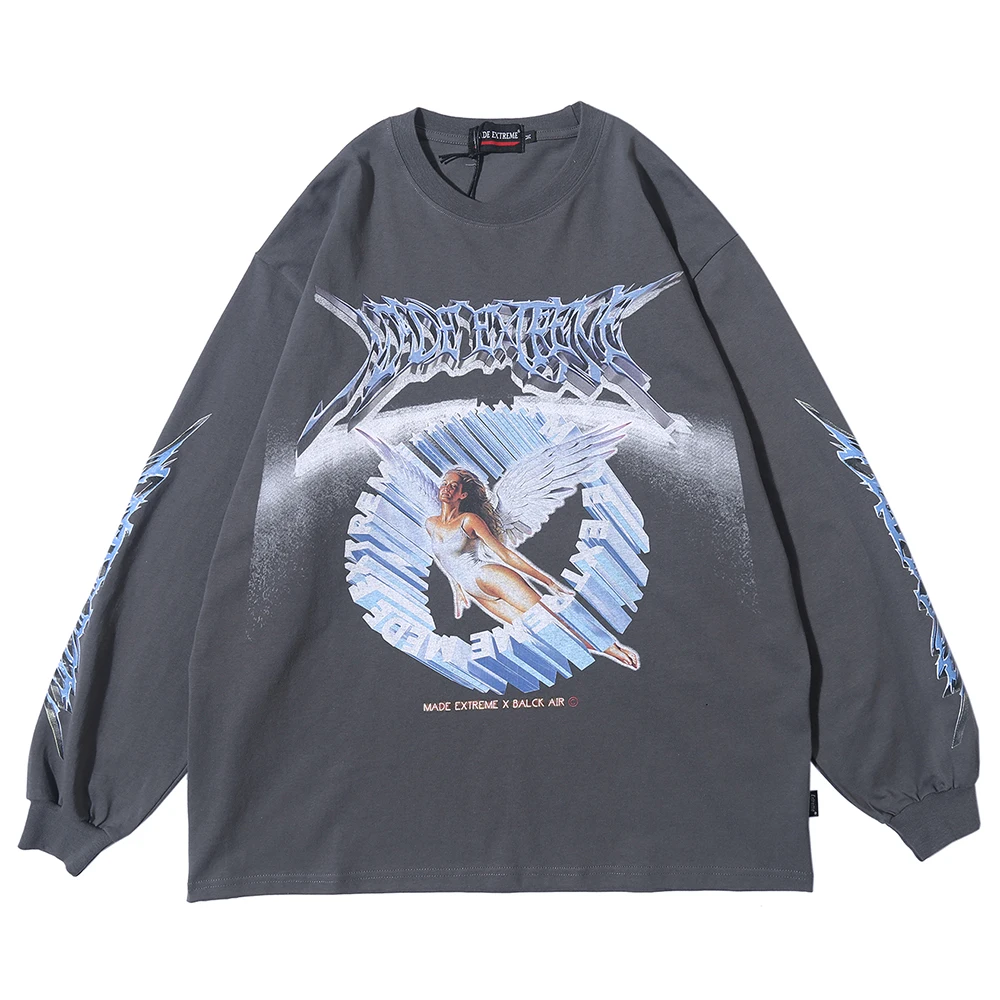 

Women Long Sleeve Retro Graphic Tees Top Angel Shirt Clothes Oversized T Shirt 2020 Women Clothing Fashion Spring Streetwear