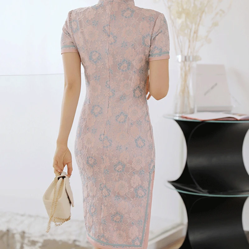 2020 китайское платье с принтом женское коротким рукавом улучшенное традиционное
