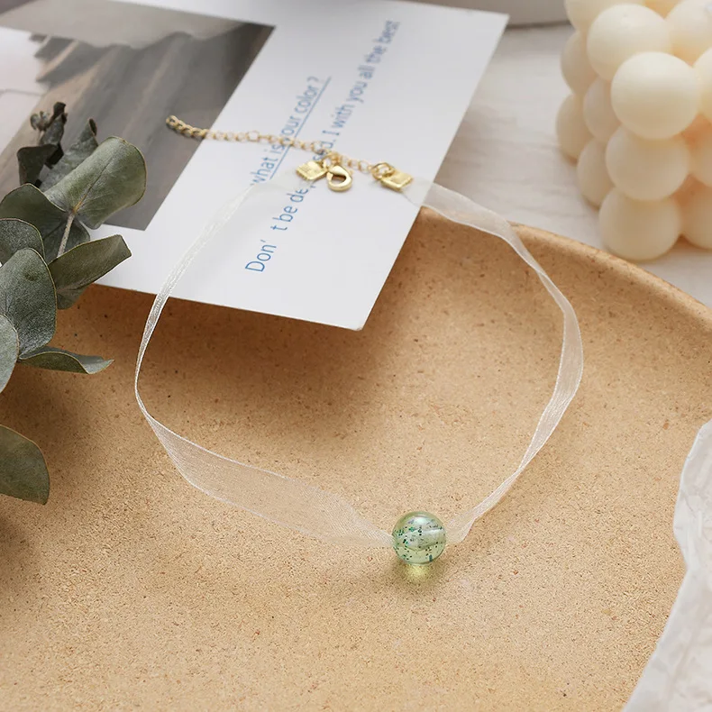 Женский чокер с зеленым кружевом милое ожерелье подвеской в виде цветка для