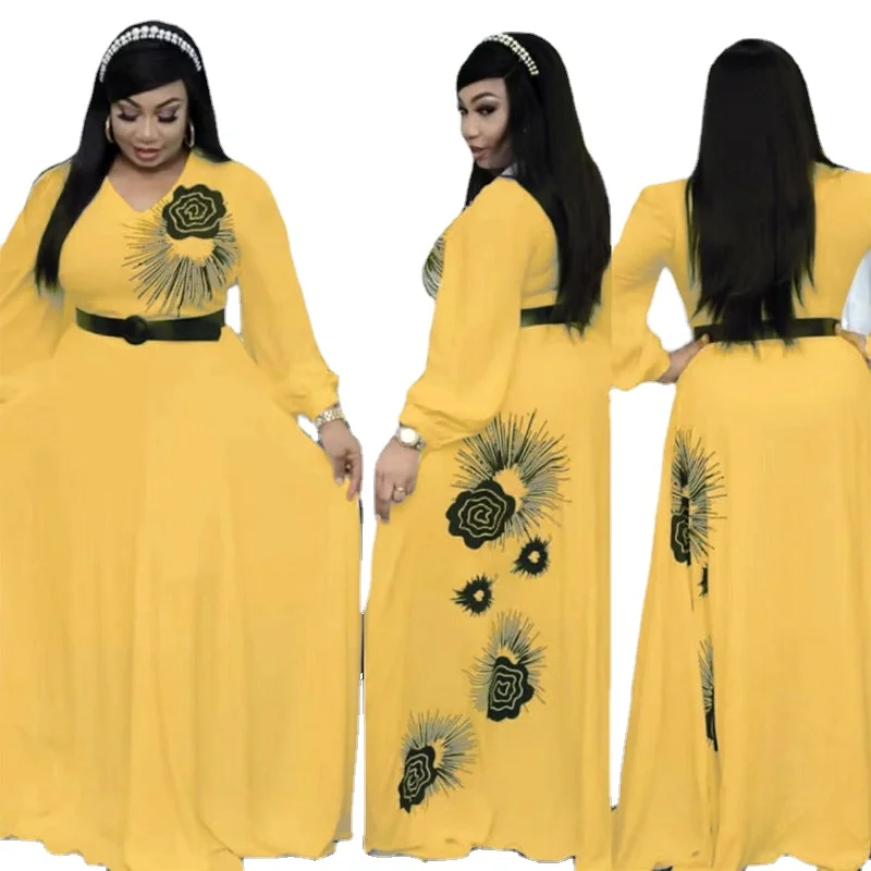 African Dresses for Women Summer Printing Long Sleeve Plus Size Dress Clothes | Тематическая одежда и униформа