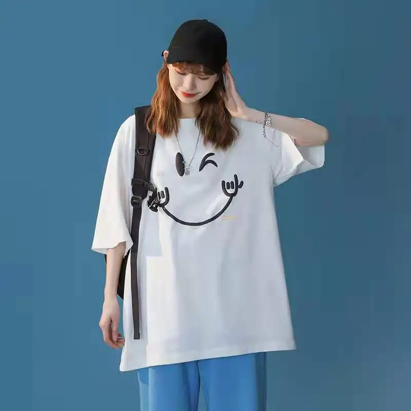 

Short-sleeved T-shirt men's and women's same style loose trend foam printing short-sleeved fashion top