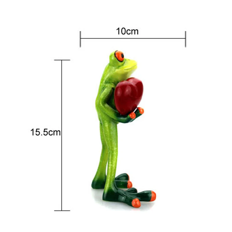

3D Creative Decorations Green Frogs Sculpture Holding a Heart Funny & Interesting Statues for Desktop Decor DO