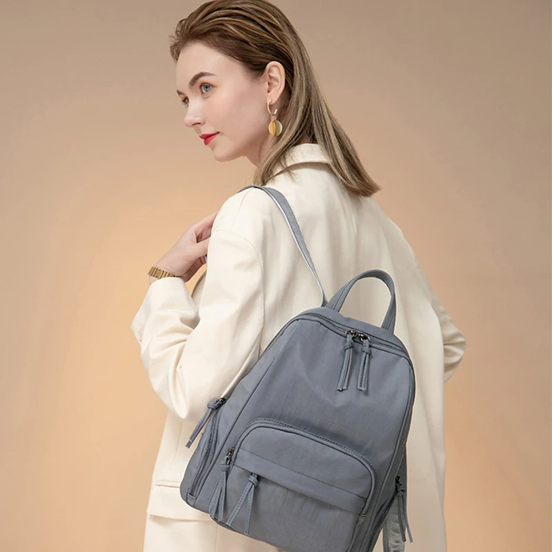 

Korean High Quality Large Capacity Solid Nylon Backpack Student Bag Teenagers Girls Patchwork Backpack