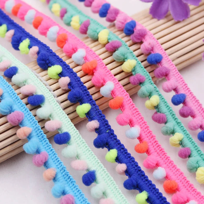 С помпонами отделка 12 мм Pom кружевная тесьма бахрома ленты фабричное кружево