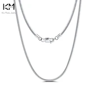 kiss mandy real 925 sterling silver 2 0mm round snake chain necklace 40cm45cm50cm55cm60cm luxury fine jewelry gift sc31