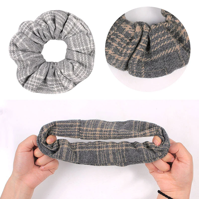 Резинка для волос эластичная осенне зимняя из шерстяной ткани| |