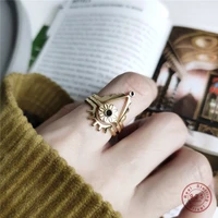 925 sterling silver european punk hip hop ring female epoxy sun flower geometric index finger ring party jewelry