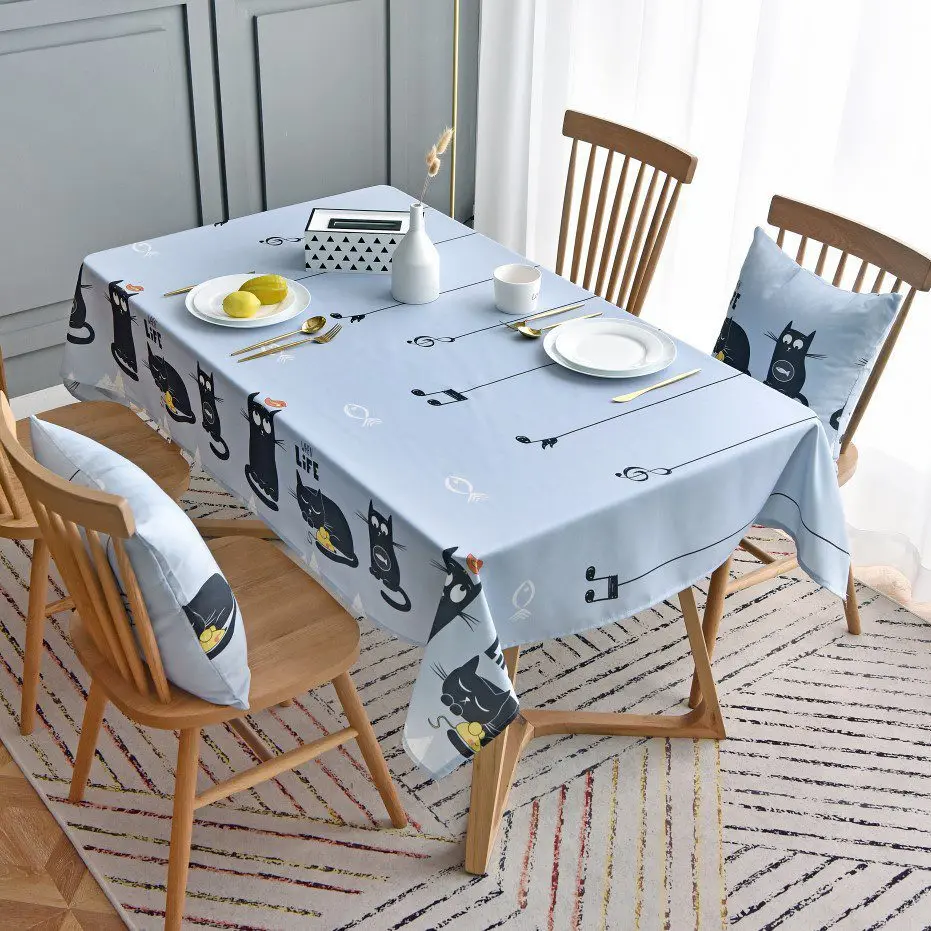 

Cartoon Cat Waterproof Tablecloth Rectangular Home Decor Household Disposable Restaurant Cafe Hotel Table Cover Cloth JS101C
