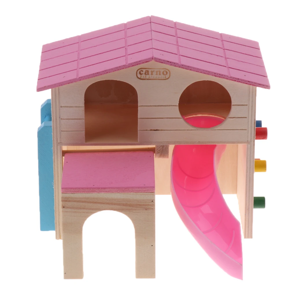 

Hamster House Two Layers Design, Wooden House for Hamsters Small Animal Hideout