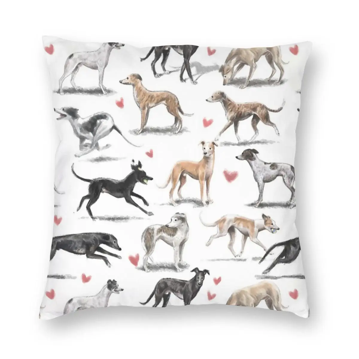 

Greyhounds Dog Pillow Cover Home Decor Italian Sihthound Cushion Cover Throw Pillow for Home Polyester Double-sided Printing