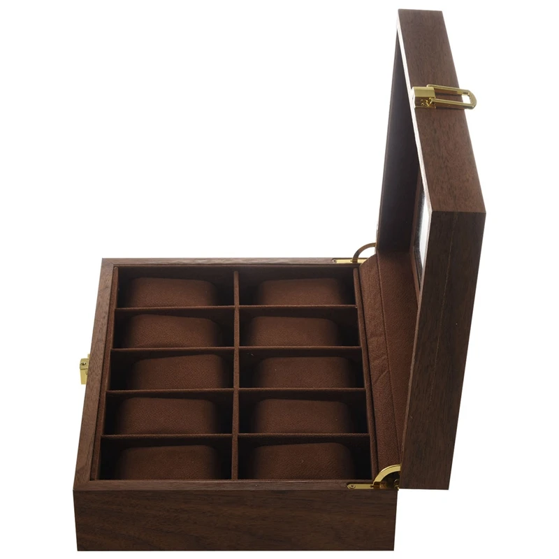 

2x Wooden Watch Display Case Watch Organizer Box Casket 10 Black Walnut Color & 12 Rosewood Grain