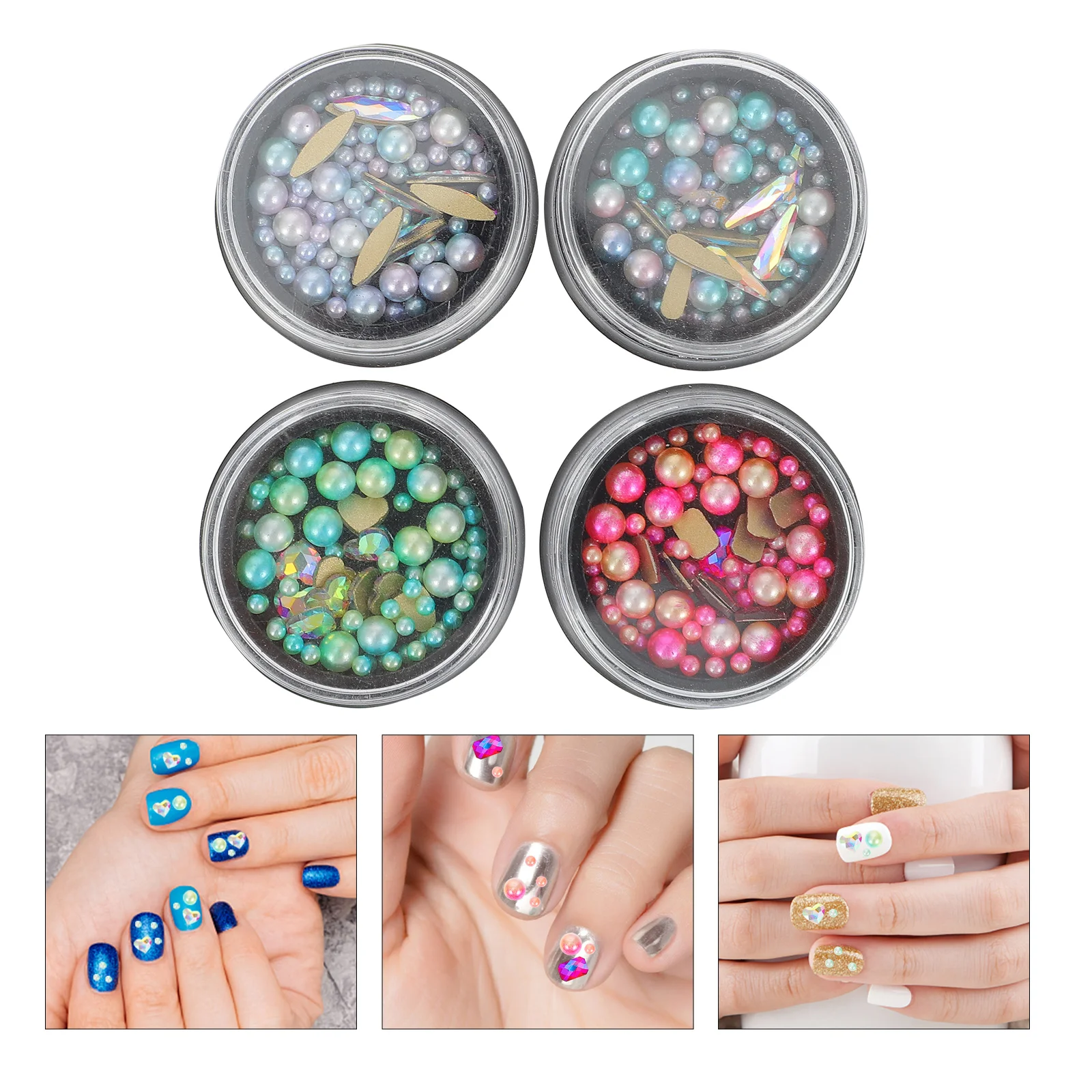 

4 Boxes Fashion 3D Nail Art Charms Nail Art Rhinestone Manicure Decoration
