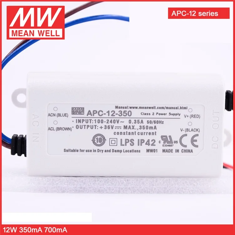 MEAN WELL APC 12 350 700 350mA 700mA светодиодный драйвер Высокая Эффективность Один выход