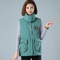 2021 new thick down vest women winter wear waistcoat loose and thin stand up collar fashion vest western style waistcoat