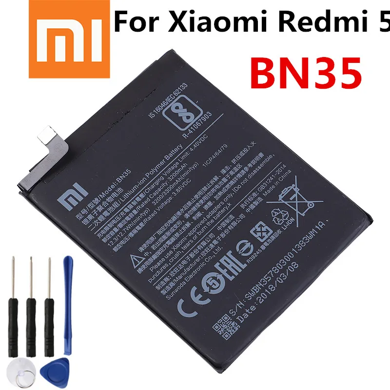 Оригинальный аккумулятор для Redmi 5 BN35 3300 мАч Xiaomi 7 дюйма высококачественный
