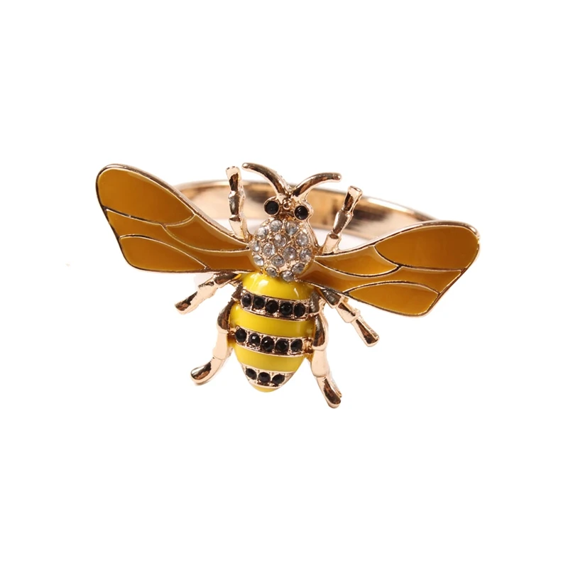 6PCS Yellow Bee Design Metal Napkin Ring Towel Buckle Holder Wedding Party Holiday Hotel Table Decoration | Дом и сад