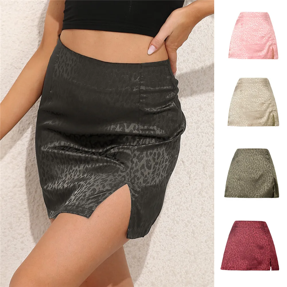 

QLUKEOYY S-XL Leopard Print Summer Women Skirts 2020 High Waist Stitching Student Women Cute Sweet Girls Dance Mini Skirt