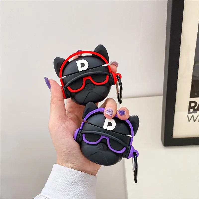 

Music P French Bulldog Eyes pet dog Earphone Case For Apple AirPods 1 2 3 Pro Wireless bluetooth headset Cover for airpods 1/2/3