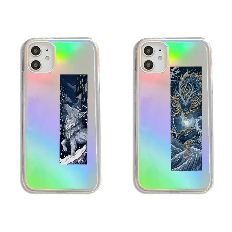 

Hard Chinese style Ferocious Beast dragon tiger Phone Case Transparent for iPhone 7 8 11 12 se 2020 mini pro X XS XR MAX Plus