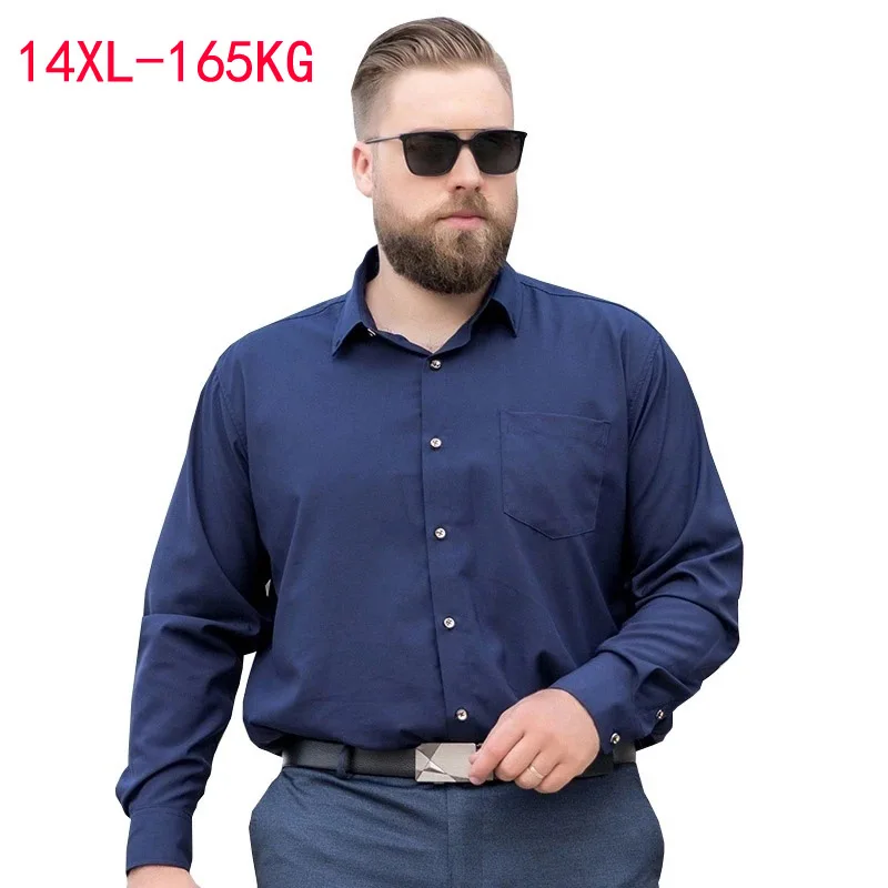 Camisa formal de manga larga para hombre, camisa de oficina, color morado, para boda, talla grande 8XL, 9XL, 10XL, 12XL, 14XL, 52 54