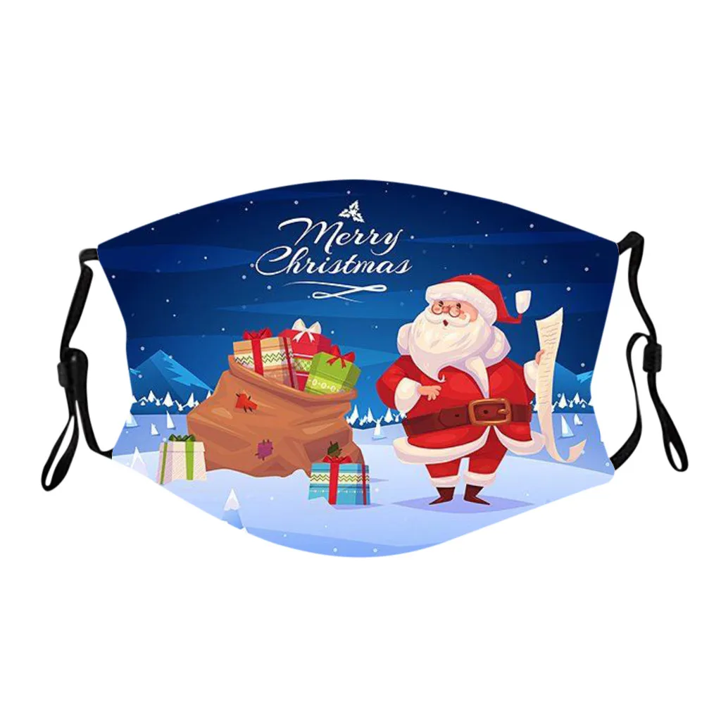 1 шт. многоразовая моющаяся защитная маска для лица с рождественским