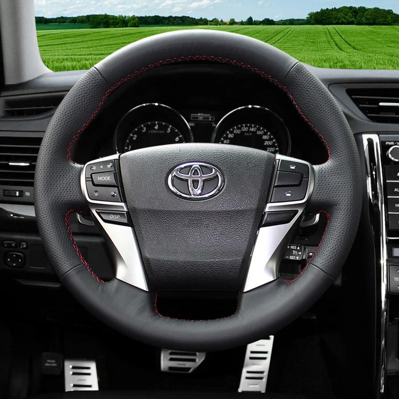 

Luxury Leather Hand Sewn Car Steering Wheel Cover DIY For Toyota Corolla Highlander Camry MarkX Levin Avalon Yarisl Customize