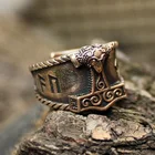 Кольцо с руной викингов мьельнир Тора, золотого и серебряного цвета, в стиле панк, мужской амулет, подарок для вечеринок, братьев