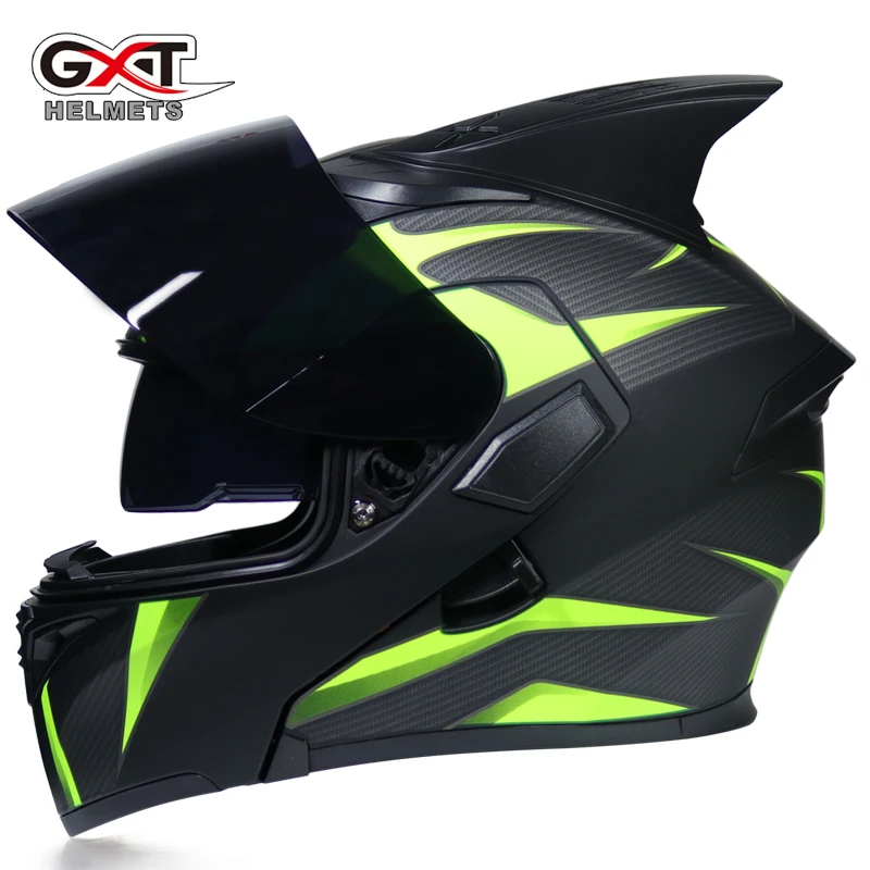 

GXT Motorcycle Helmet Double Visors Full face moto Helmets Racing Motorbike Filp Up Cool Men riding casco Motorcycle Helmet