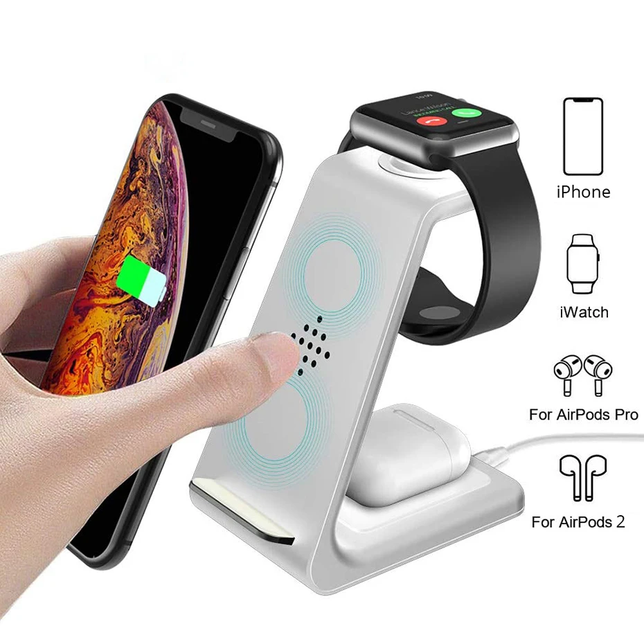 Беспроводные зарядные устройства 3 в 1 для iPhone 11 Pro XR 8 Plus Apple Watch Airpods зарядное
