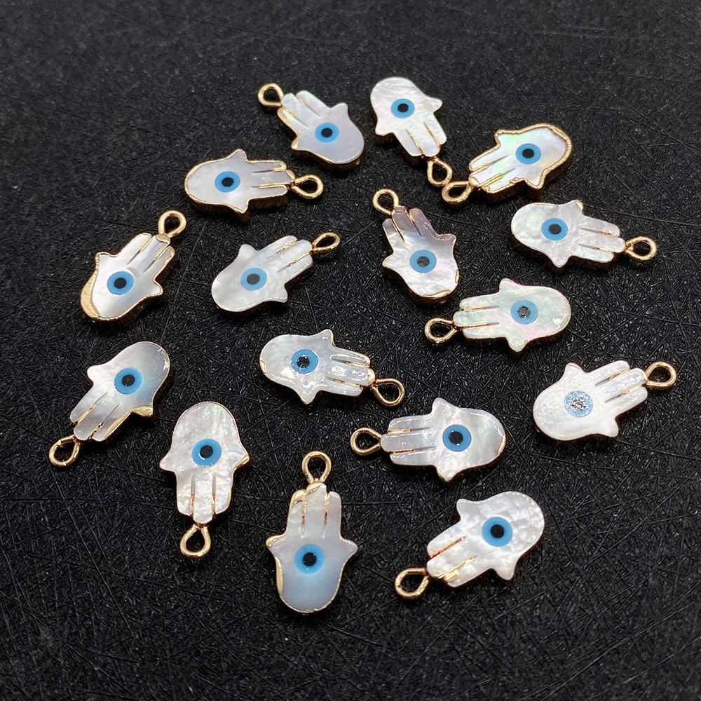

1pcs Sea Water Shell Pendant Palm Eye Shape Double Hole Edging DIY Earrings Necklace Bracelet Charms Jewelry Making Accessories
