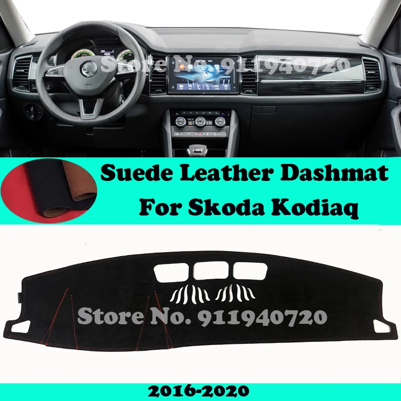 

For Skoda Kodiaq 2016 2017 2018-2020 Suede Leather Dashmat Dashboard Cover Pad Dash Mat Carpet Car-Styling Accessories LHD RHD