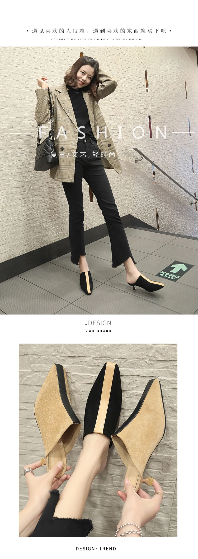 woman mules footwear transparet heel Square Toe soft Strange Style Med Crystal leather black couple warm Sweet